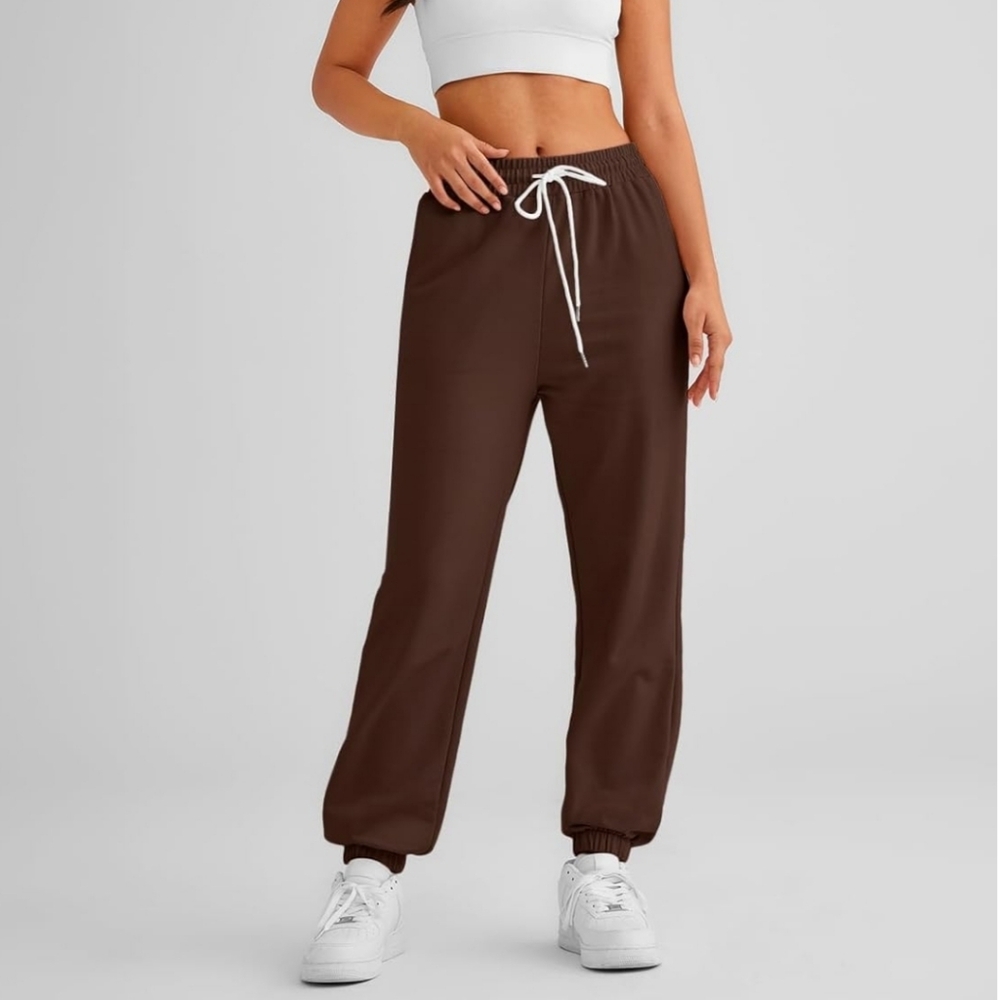 🤎NWT Automet Cinch Bottom Sweatpants Athletic Lounge Joggers w/Pockets Brown SM - Picture 2 of 5